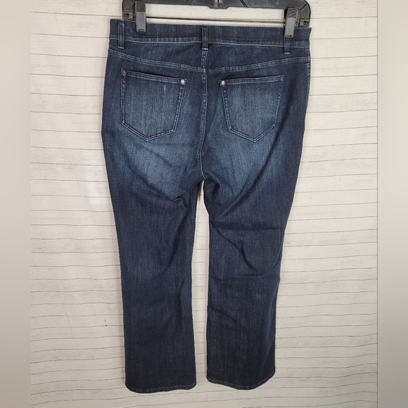 LAFAYETTE 148 NEW YORK DARK BLUE BOOT CUT JEANS, SZ 4 - Picture 8 of 10